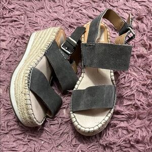 Dolce Vita Grey Suede Women's Wedge Sandals